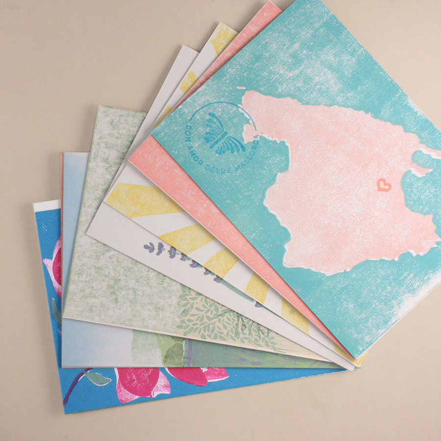 muti coloured postcards inspired by mallorca
