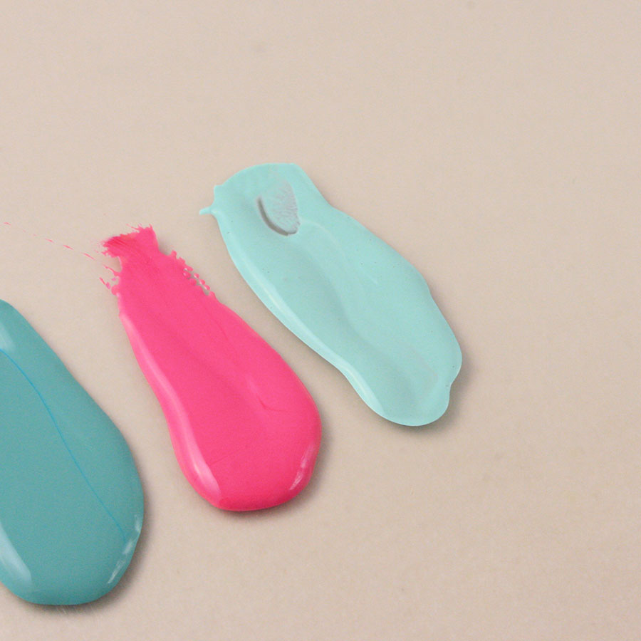 a mixture of hand printed postcards in candy bright shades