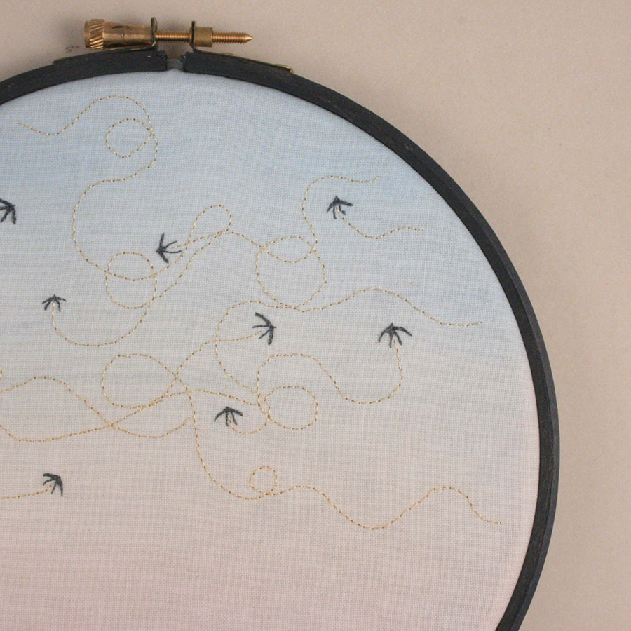 swirling swallows embroidery